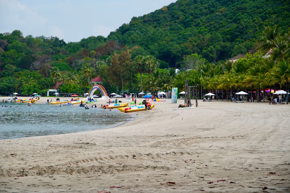 Watersports and beach activity along Pantai Cenang, Langkawi